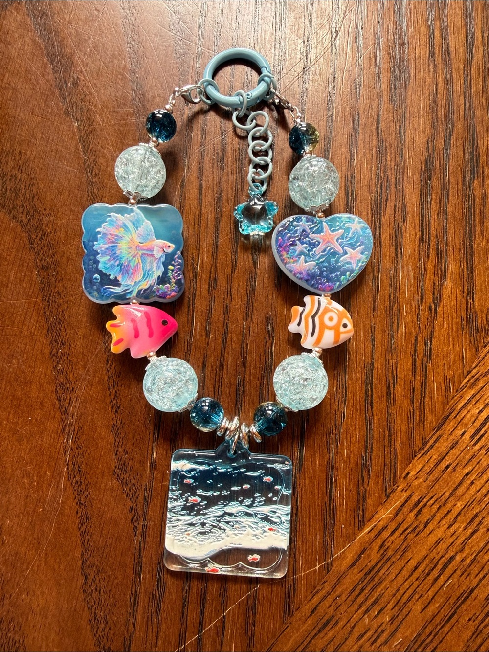 Ocean Charm Multi-Color Beaded Keychain